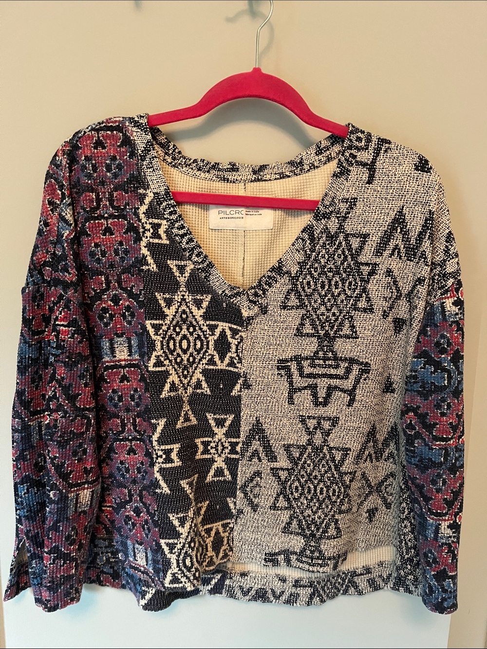 Pilcro Moira PTP 24” Waffle-Knit Thermal V-Neck Top Anthropologie